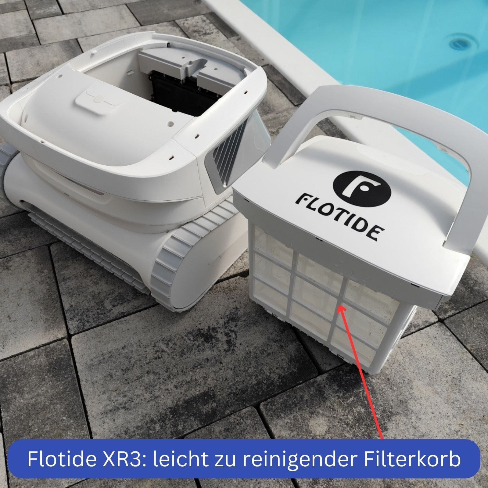 Akku Poolroboter Flotide XR3 Filterkorb